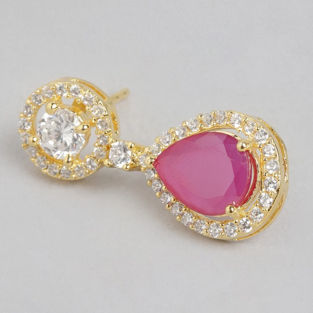 Maroon Majesty Gold-Plated 925 Sterling Silver Drop Earrings - Image 5