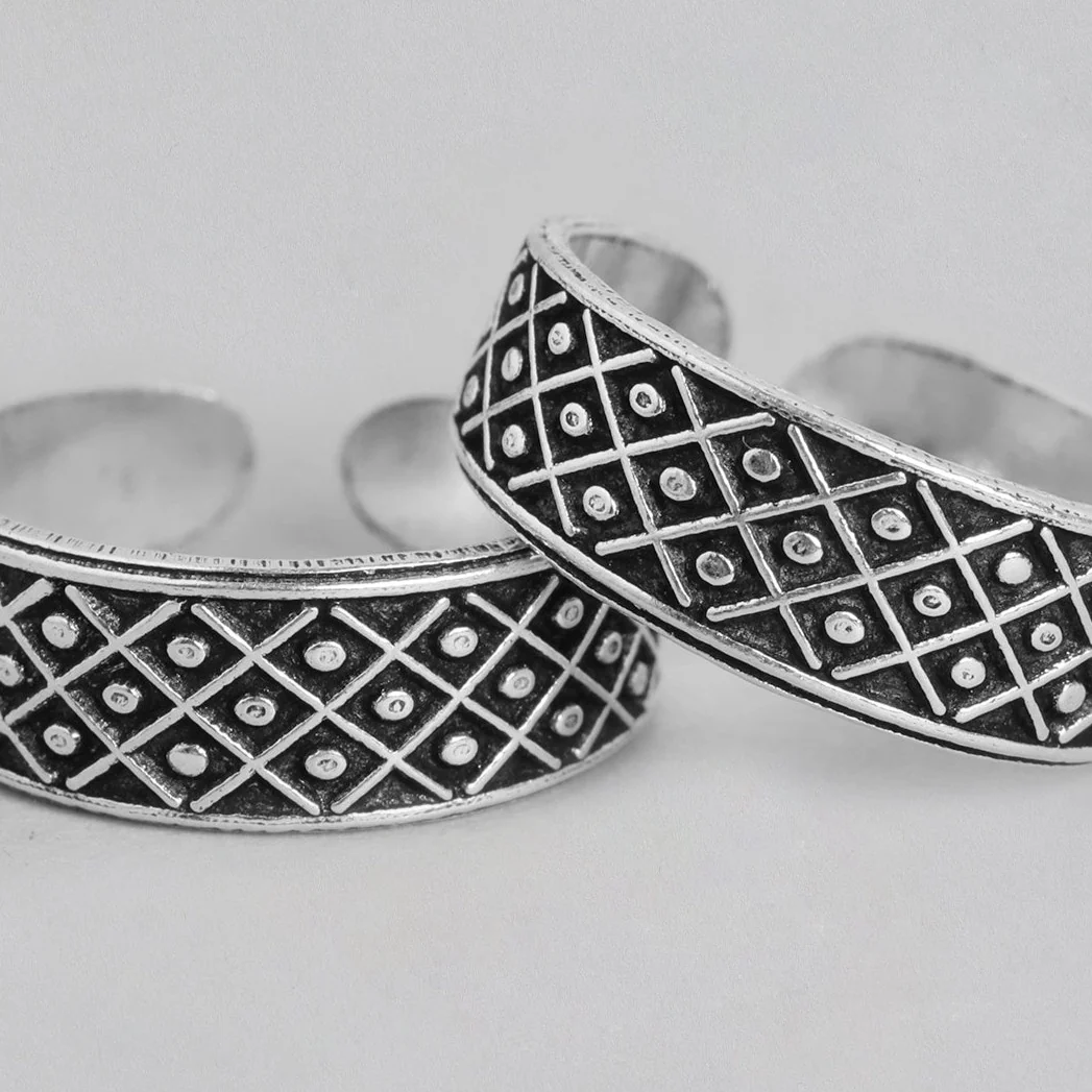 Maze Print 925 Sterling Silver Toe Ring - Image 7