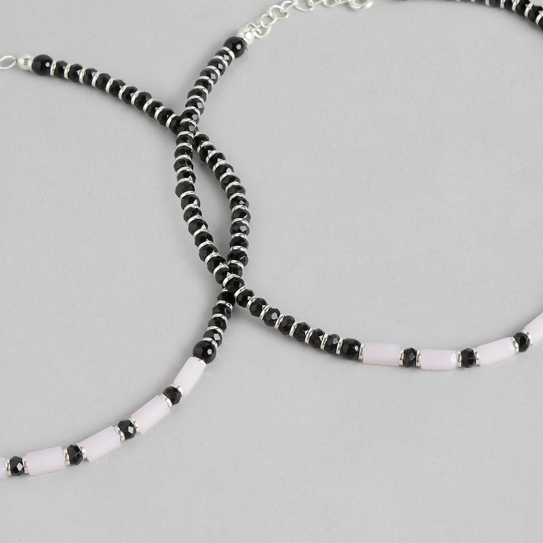 Midnight Glamour Rhodium Plated 925 Sterling Silver Anklet - Image 6
