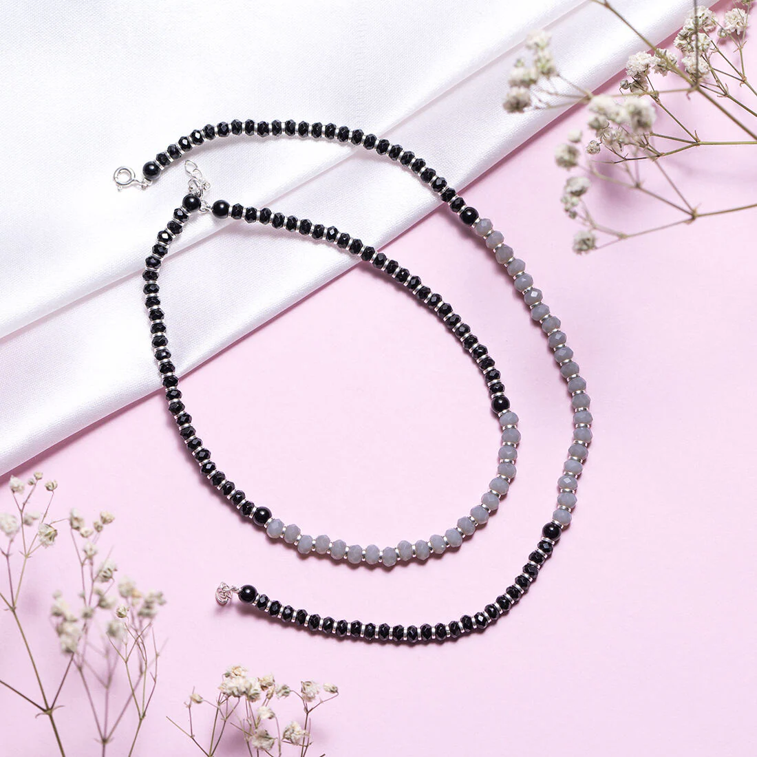 Midnight Radiance Rhodium Plated 925 Sterling Silver Anklet - Image 3