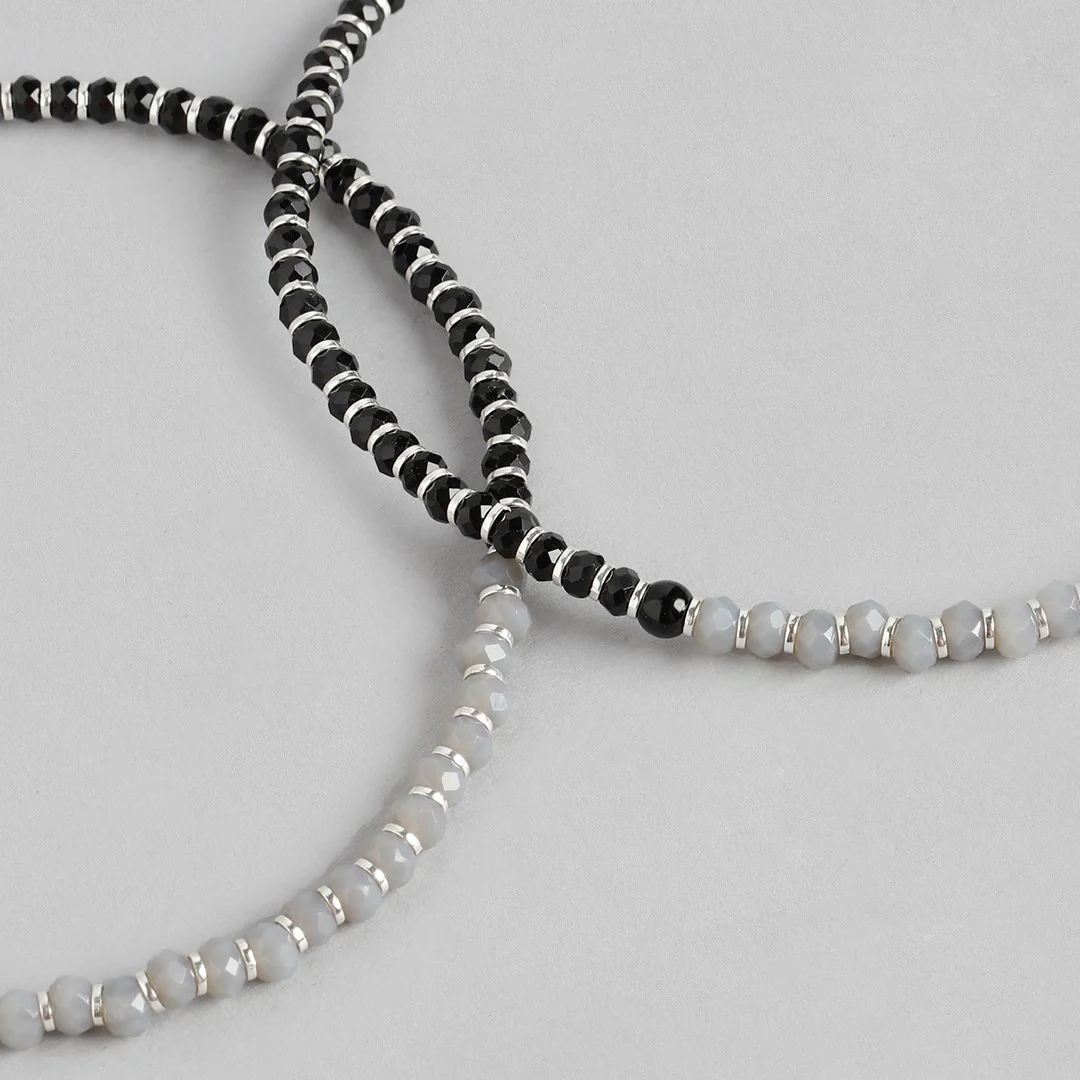 Midnight Radiance Rhodium Plated 925 Sterling Silver Anklet - Image 7