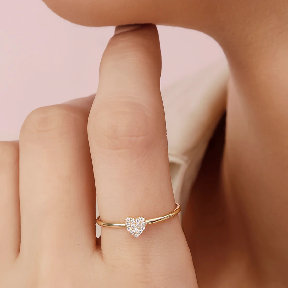 Mini Heart Gold Plated 925 Sterling Silver Ring - Image 2