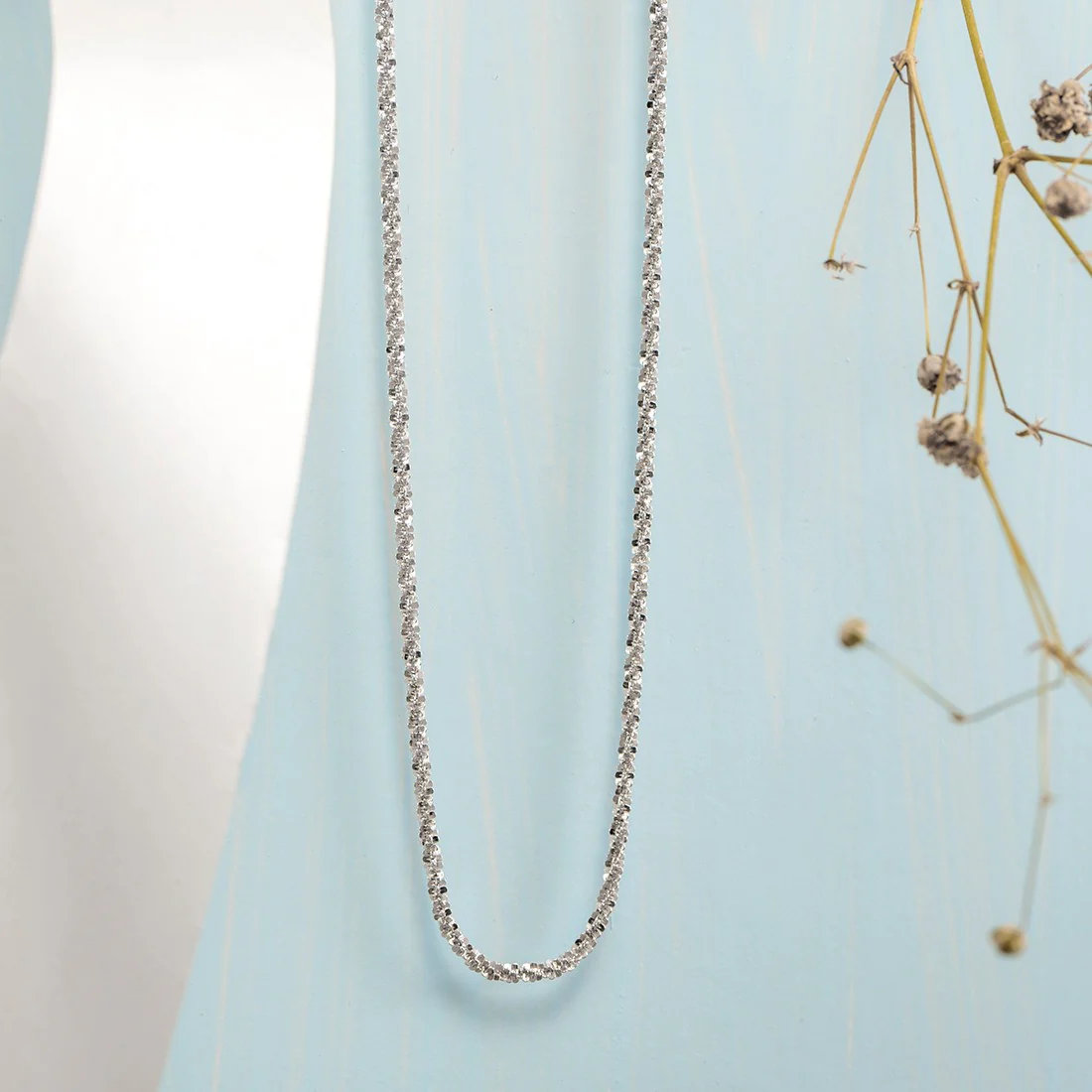 Minimal 925 Sterling Silver Rhodium Plated Chain - Image 2