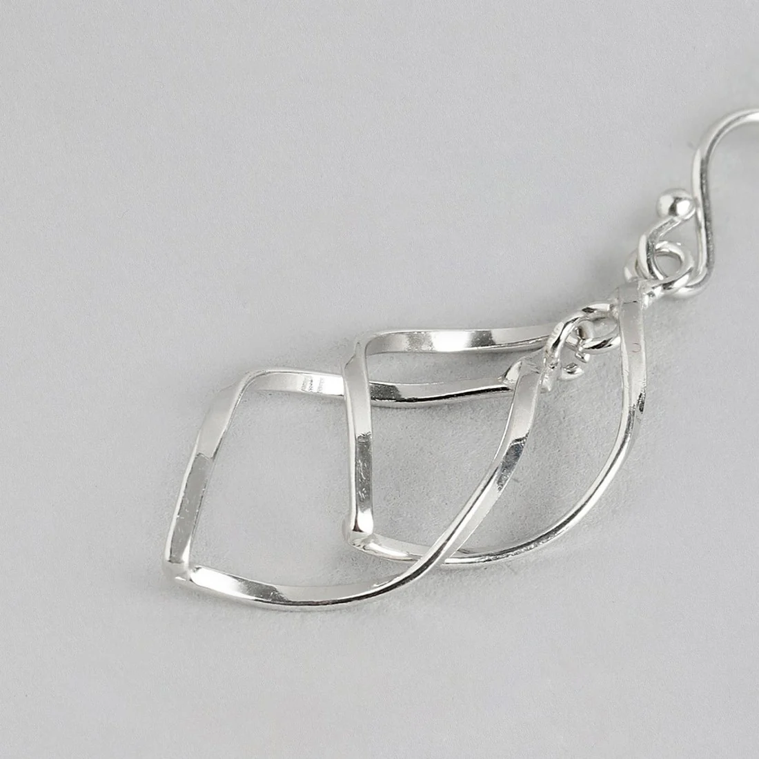 Minimal Dangle Rhodium Plated Earrings - Image 4