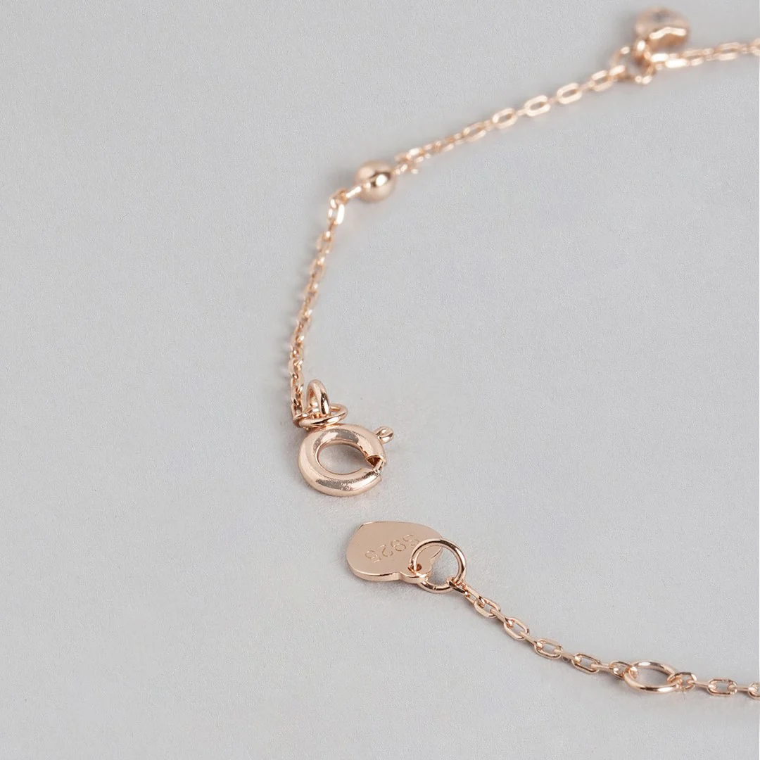 Minimal Heart design 925 Rose Gold Bracelet - Image 7