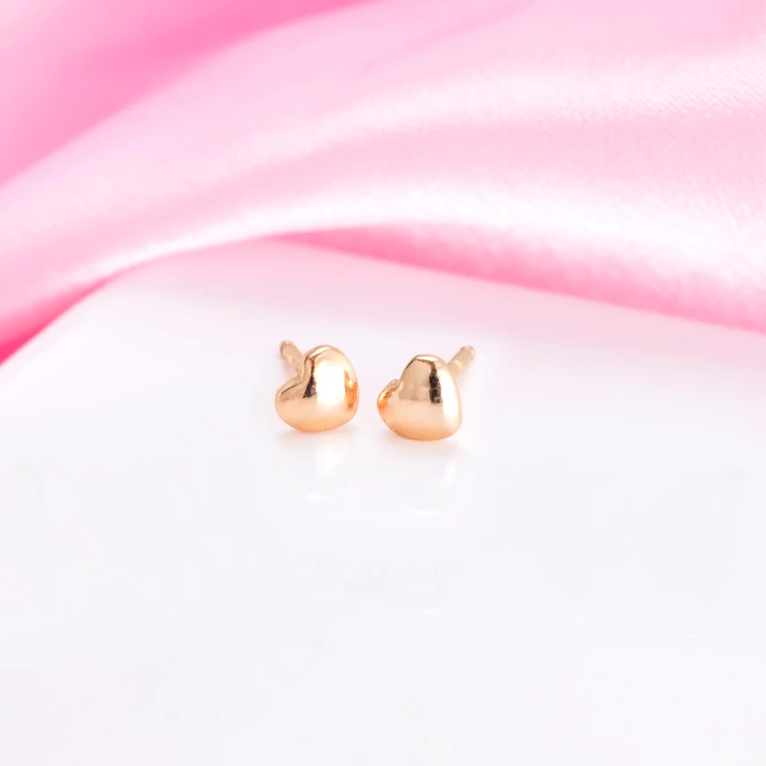Minimal Heart Rose Gold Plated 925 Sterling Silver Studs