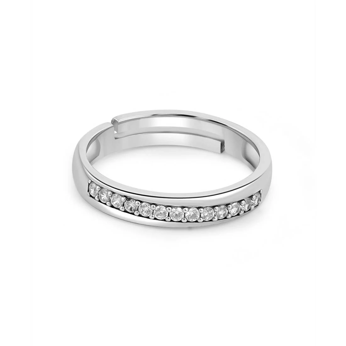 Minimal Rhodium Plated 925 Sterling Silver Men's Ring - Image 4