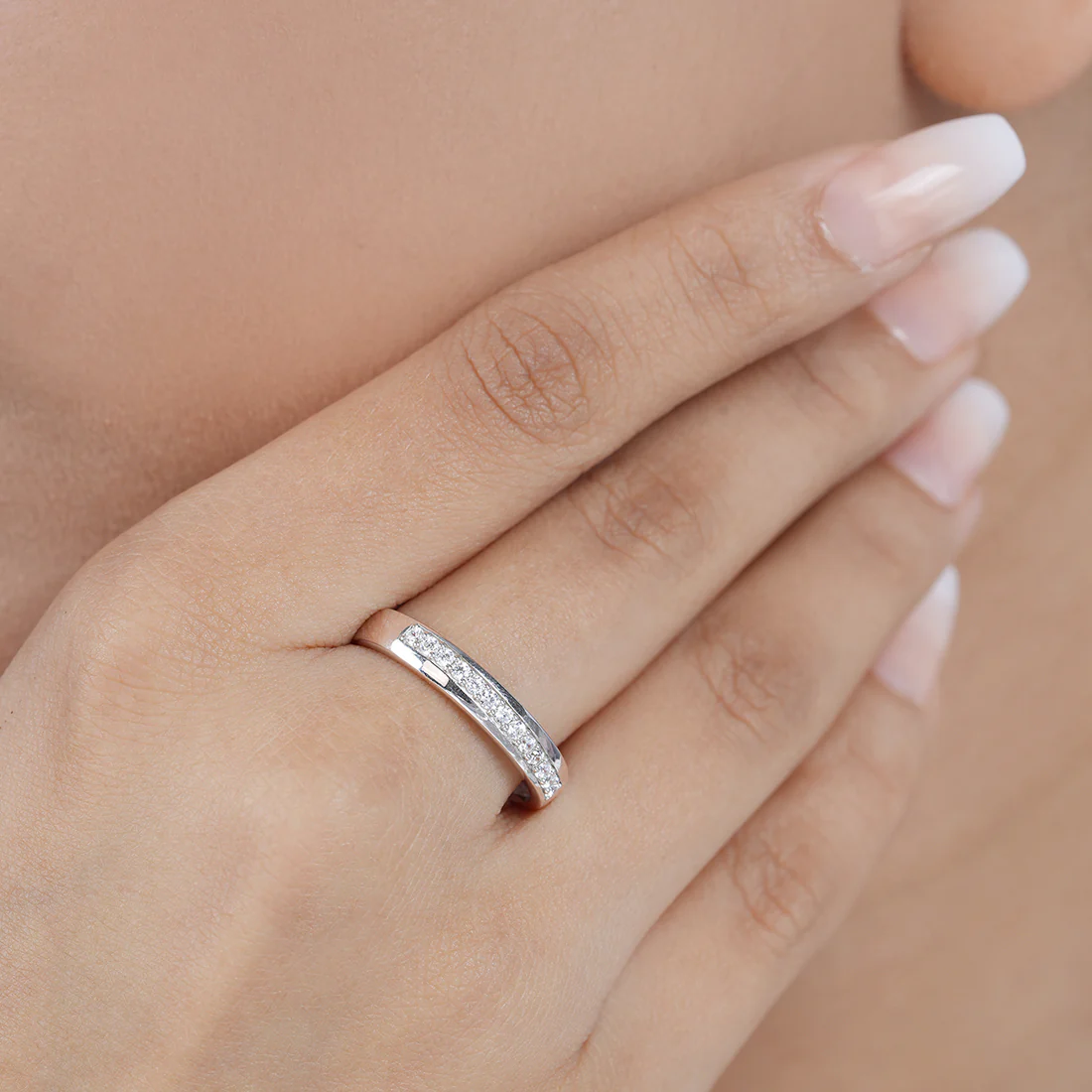 Minimal Rhodium Plated 925 Sterling Silver Ring - Image 2