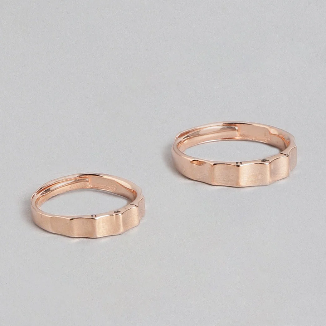 Minimal Rose Gold Plated 925 Sterling Silver Couple Ring Band (Adjustable) - Image 7