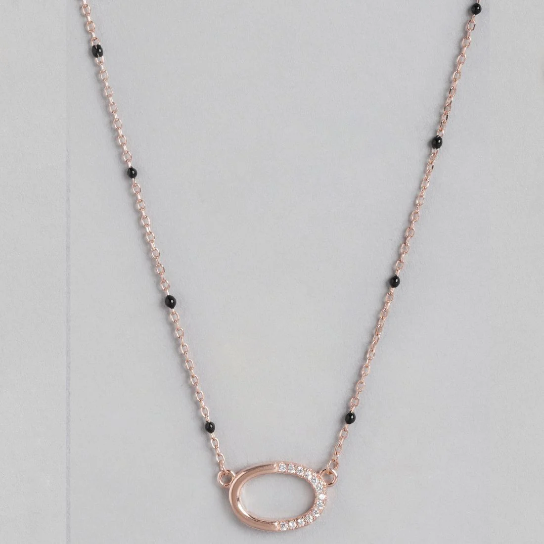 Minimal Solitaire Rose Gold Plated 925 Sterling Silver Mangalsutra - Image 4