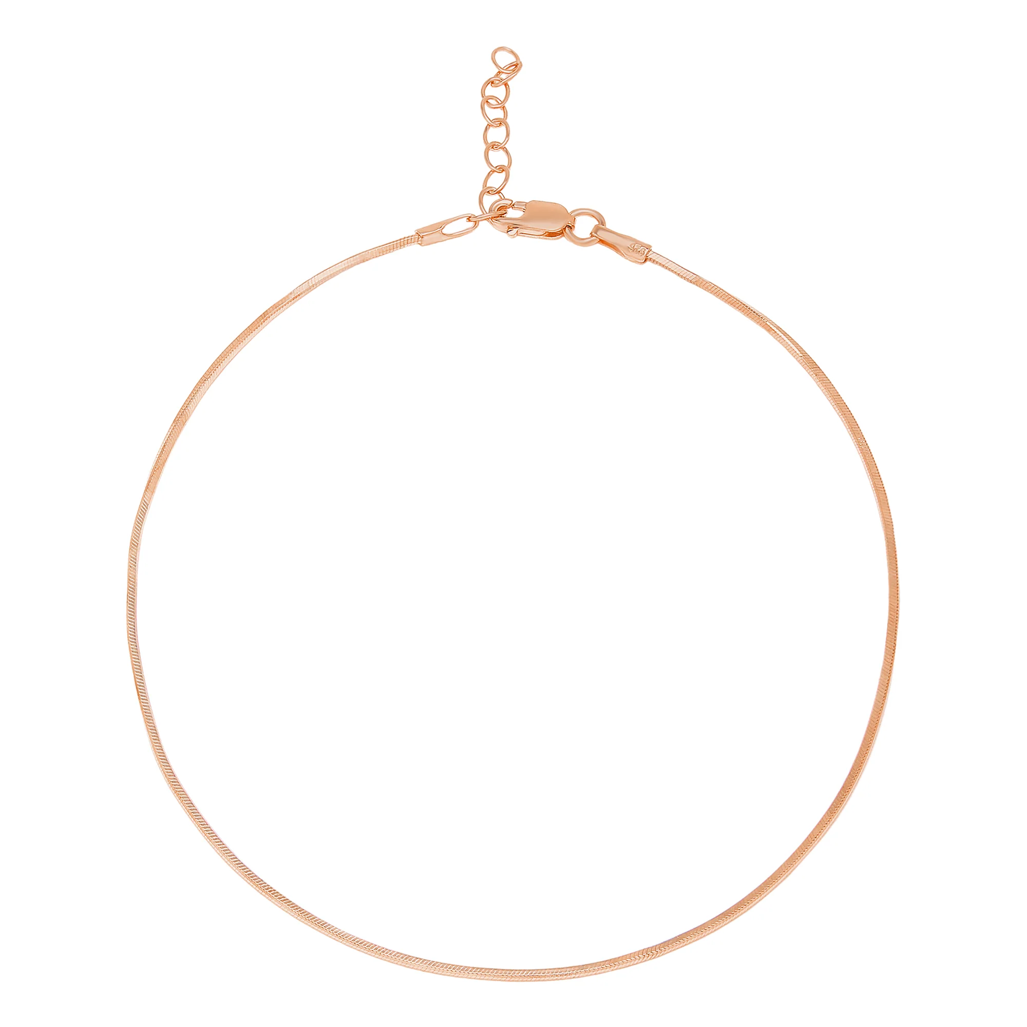 Minimal Snake Chain 925 Silver Anklet In Rose Gold - Image 6
