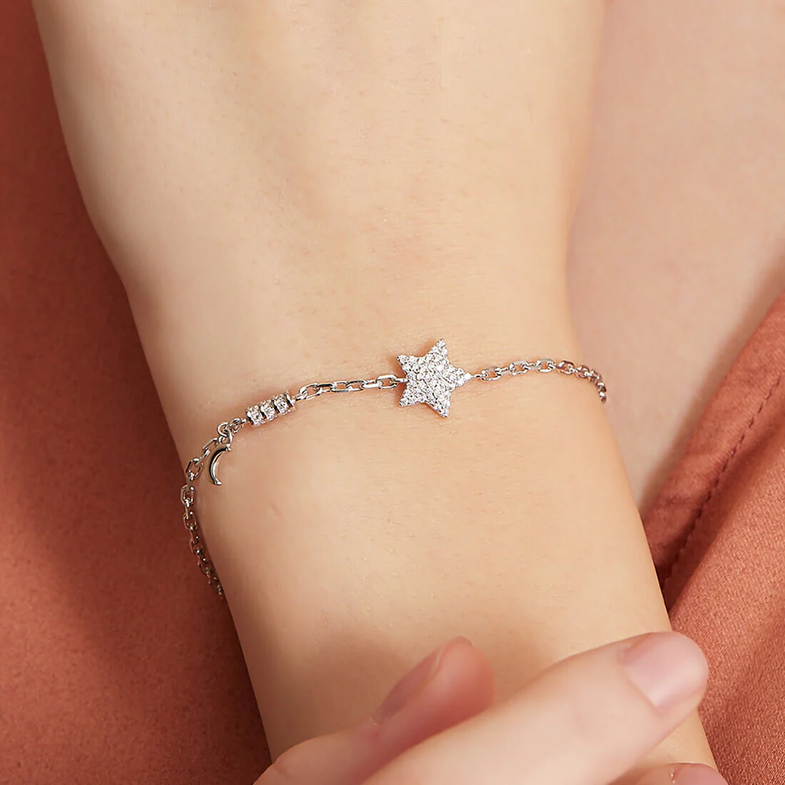 Minimal Star Cubic Zirconia 925 Silver Bracelet - Image 2