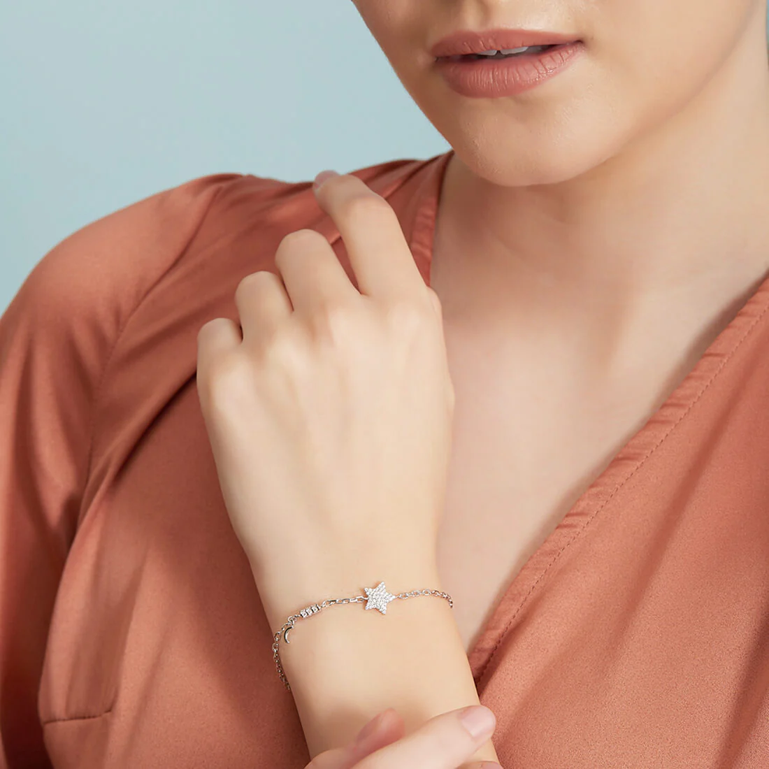 Minimal Star Cubic Zirconia 925 Silver Bracelet - Image 3