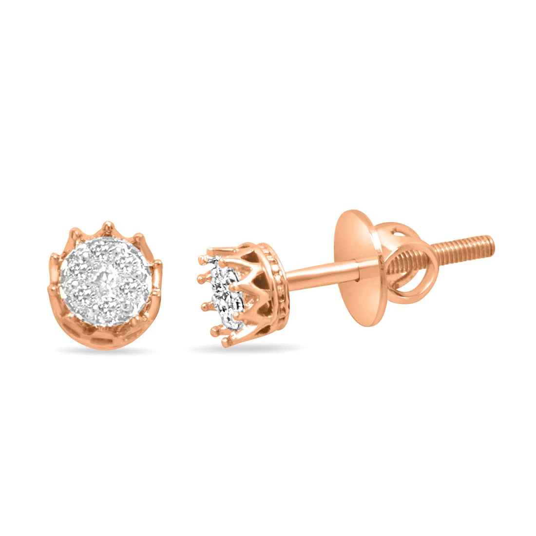Crown Gold Earrings with Lab-Grown Diamonds - Image 4