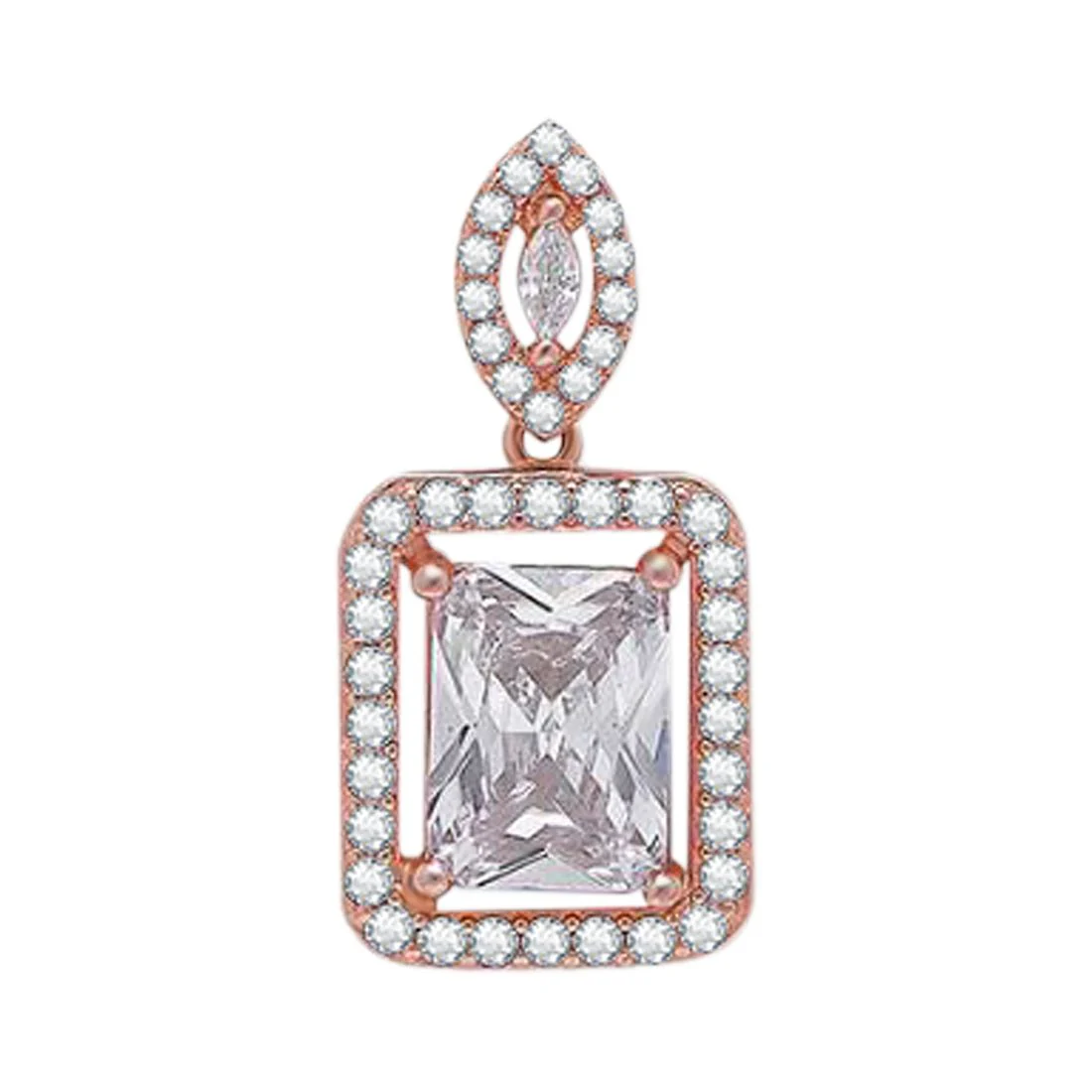 Modern Chic Rose Gold-Plated 925 Sterling Silver Rectangle Pendant with Chain - Image 4
