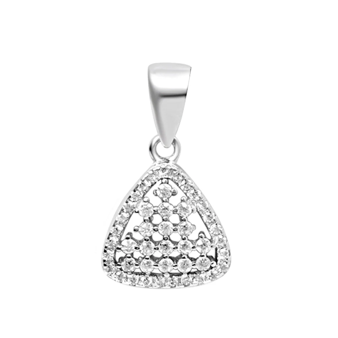 Modern Geometric CZ Rhodium-Plated 925 Sterling Silver Pendant - Image 4