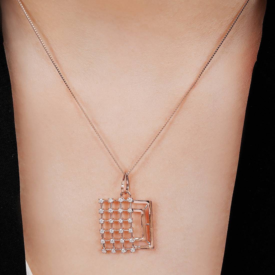 Modern Rose Gold-Plated 925 Sterling Silver Geometric Pendant - Image 2
