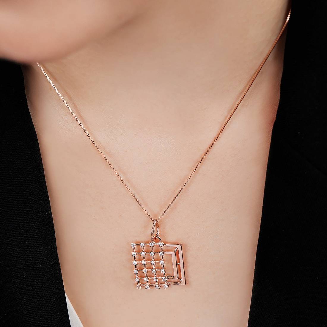 Modern Rose Gold-Plated 925 Sterling Silver Geometric Pendant - Image 3