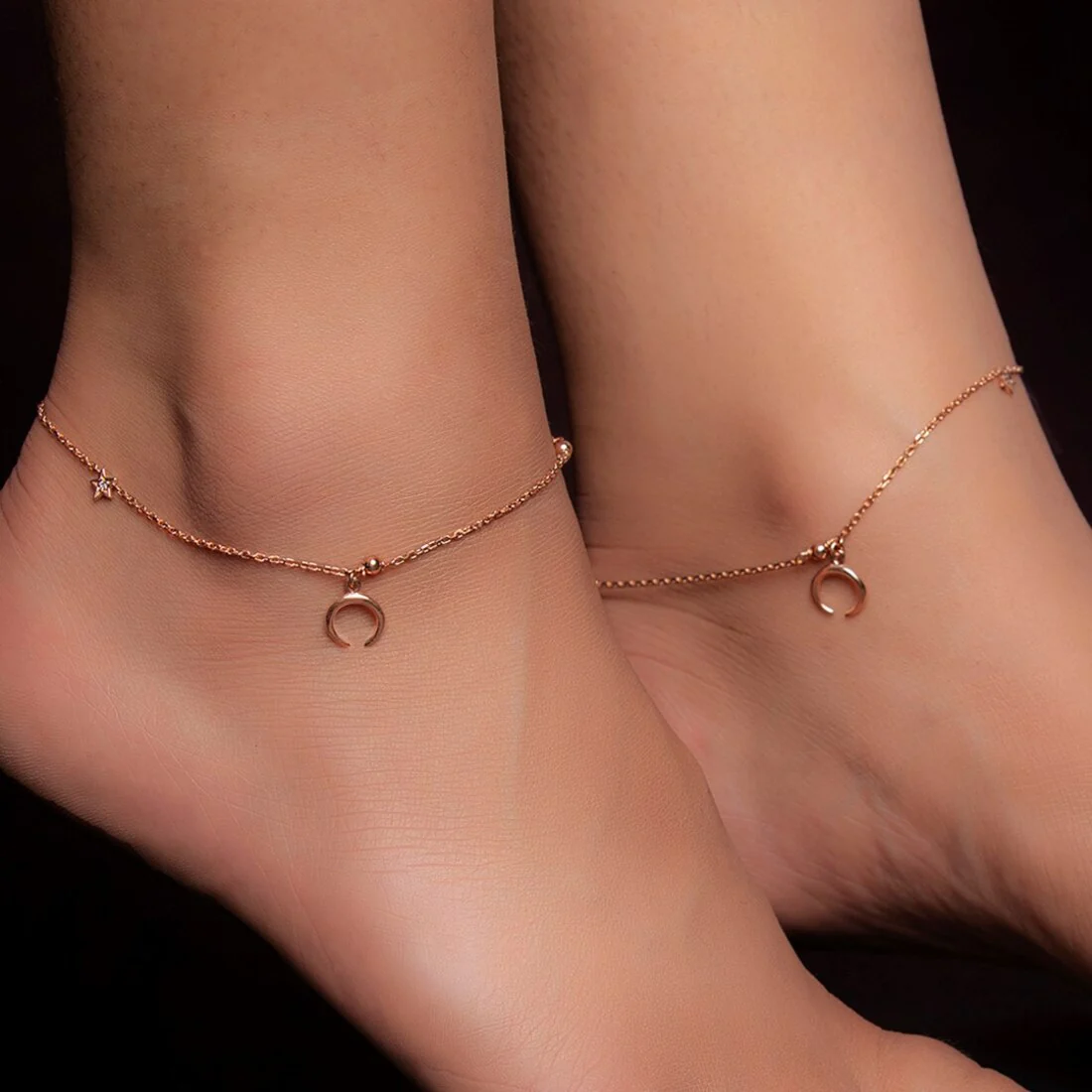 The Moon 925 Sterling Silver Anklet in Rose Gold - Image 4