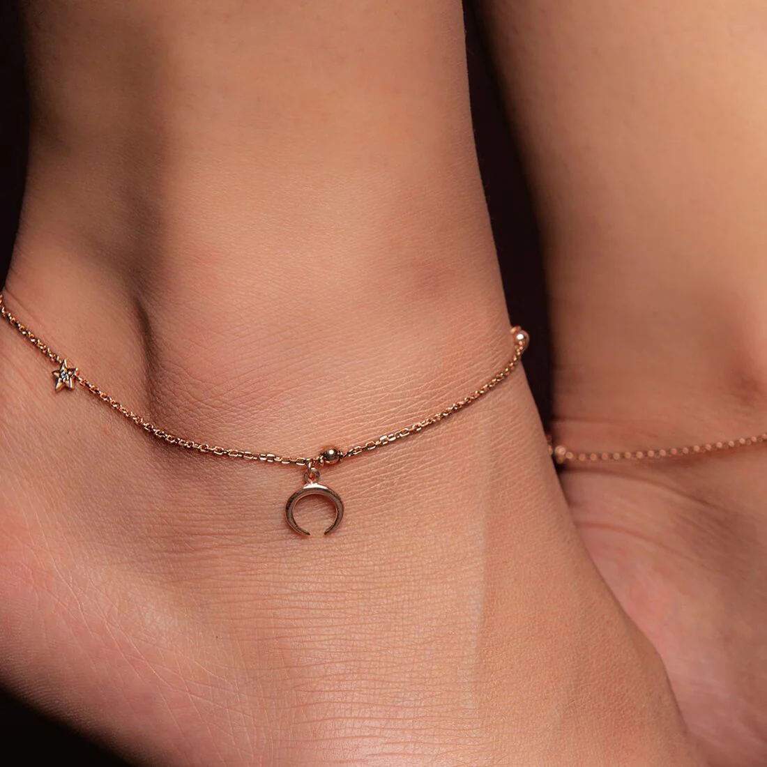 The Moon 925 Sterling Silver Anklet in Rose Gold - Image 6