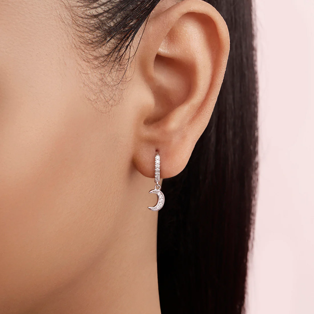 Moon Charm Gold Plated 925 Sterling Silver Earrings - Image 2
