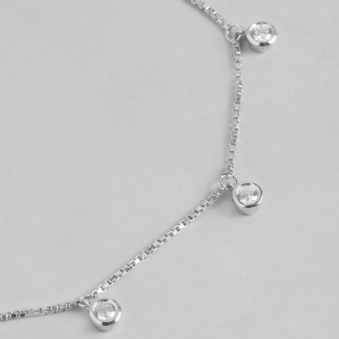 Moonlit Glamour CZ Drop Rhodium Plated 925 Sterling Silver Bracelet - Image 5
