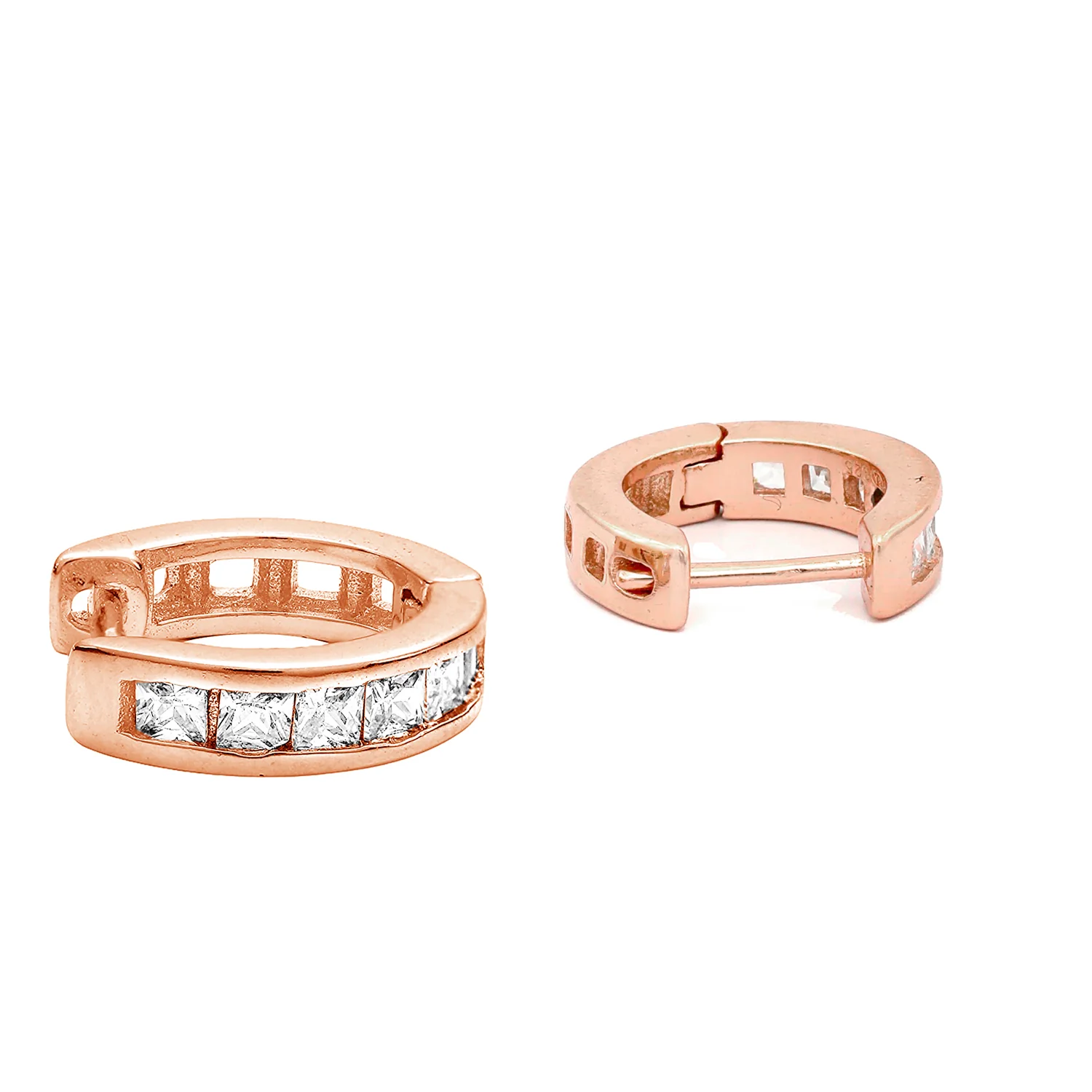 Born to Rule Rose Gold Huggie 925 Silver Earrings - Image 6