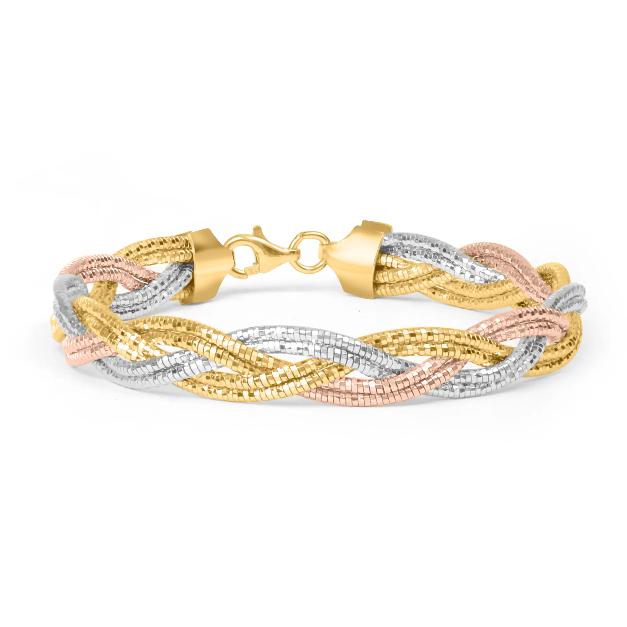 Multi-Strand Weave 925 Sterling Silver Bracelet With Triple Plating - Image 4