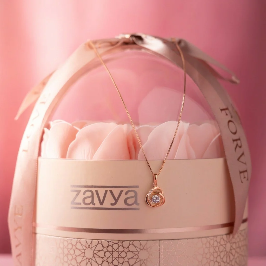 Zavya Eternal Bloom x My Universe Rose Gold Silver Necklace - Image 2