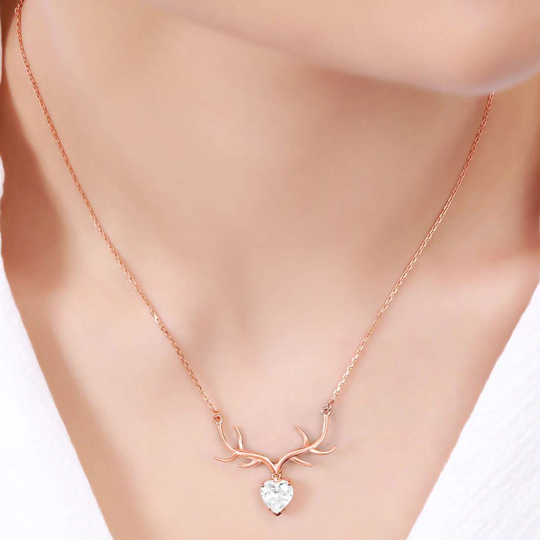 Mystique Deer CZ Rose Gold Plated 925 Sterling Silver Necklace - Image 2