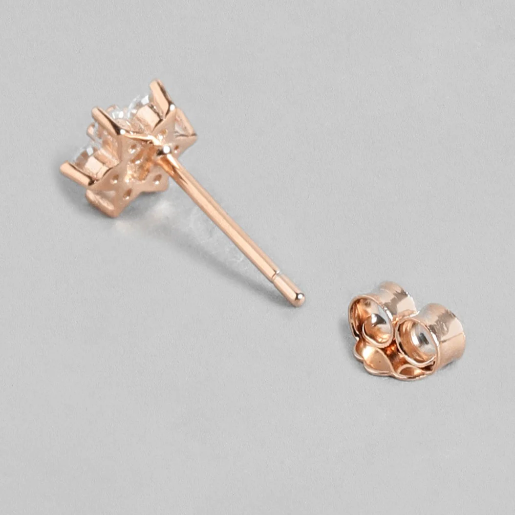 Enchanting Nakshatra Floral 925 Silver Stud Earrings In Rose Gold - Image 6