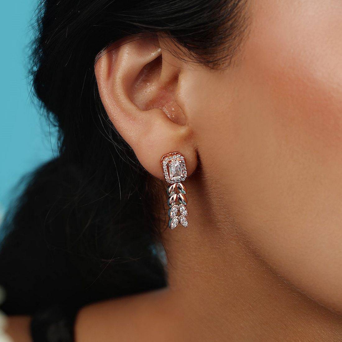 Nature's Grace Rose Gold Plated 925 Sterling Silver Earrings - Image 2