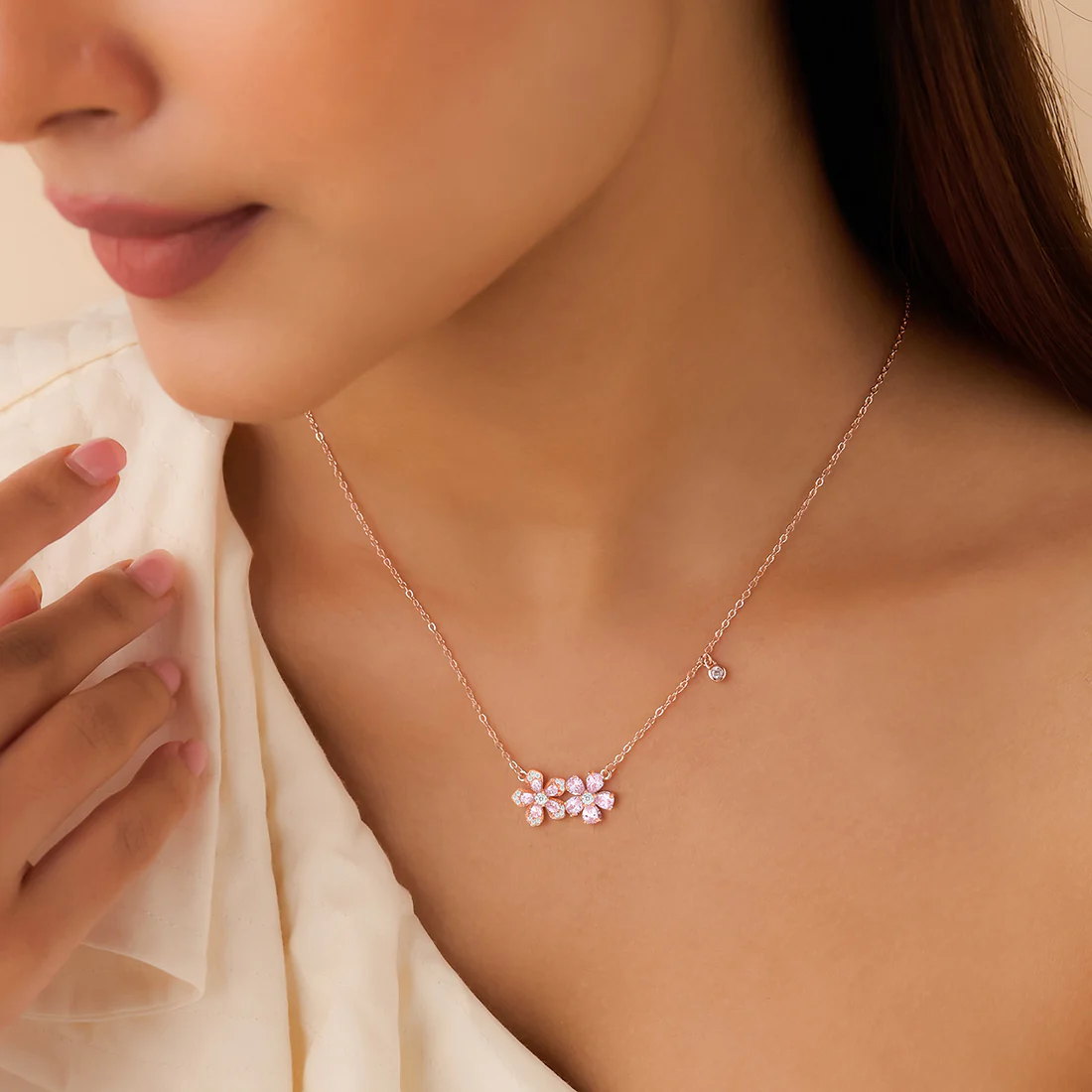 Pink Bloom Symphony Rose Gold Plated Necklace - Image 3