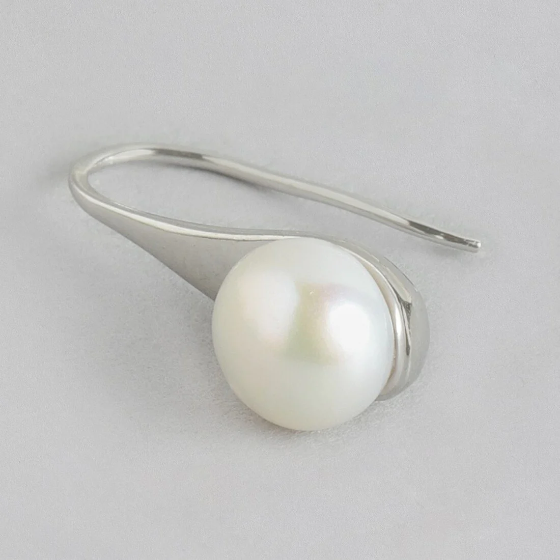Oceanic Delight 925 Sterling Silver Pearl Earrings with Fish Hook Design - Image 4