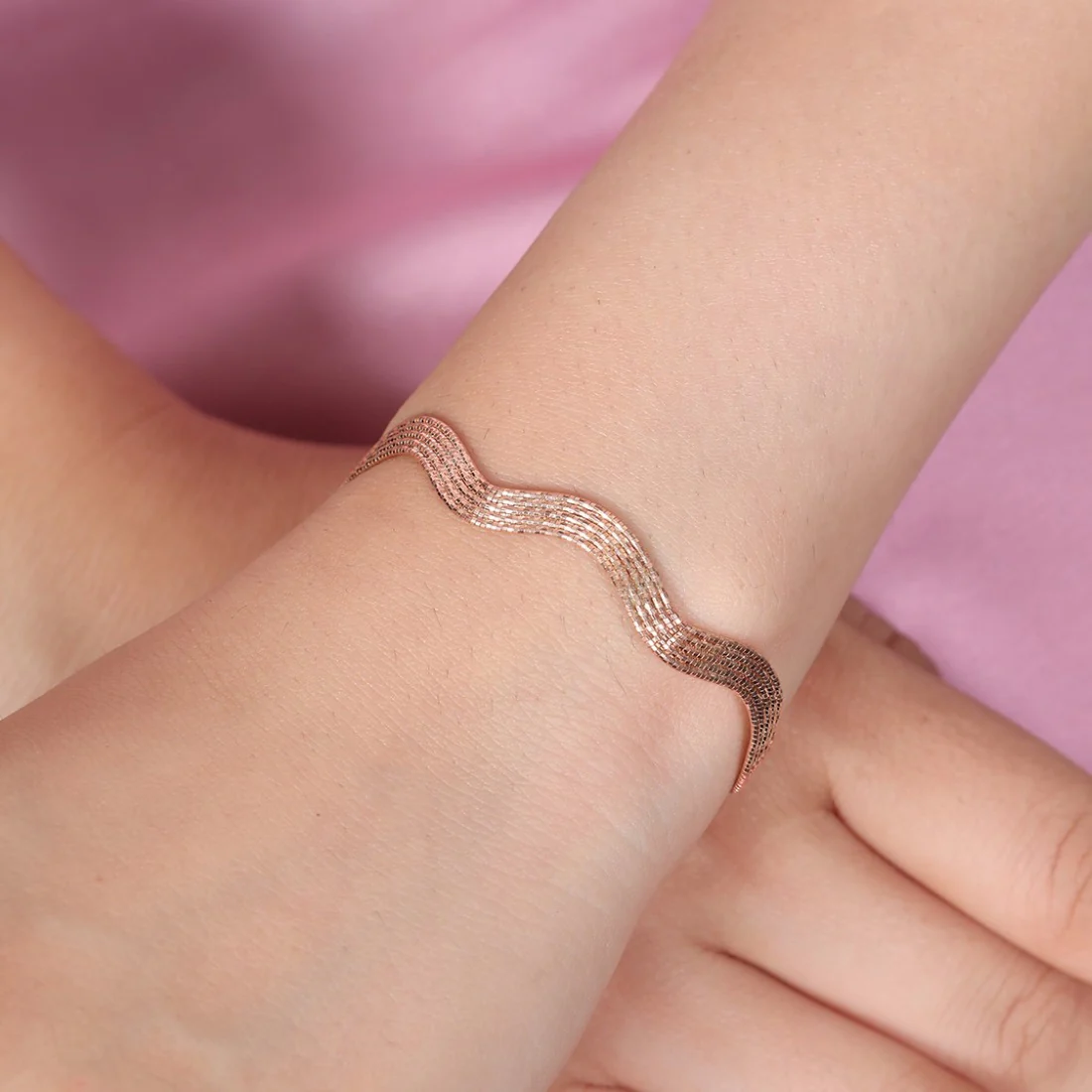 Oceanic Elegance Rose Gold Plated 925 Sterling Silver Bracelet - Image 5