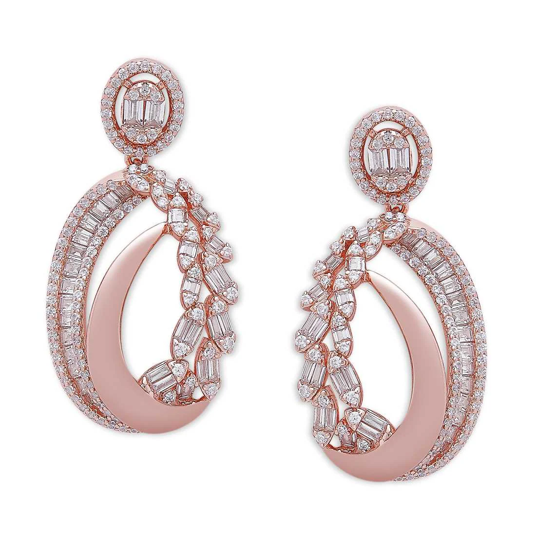 Oval Opulence 925 Sterling Silver Rose Gold-Plated Earring - Image 3