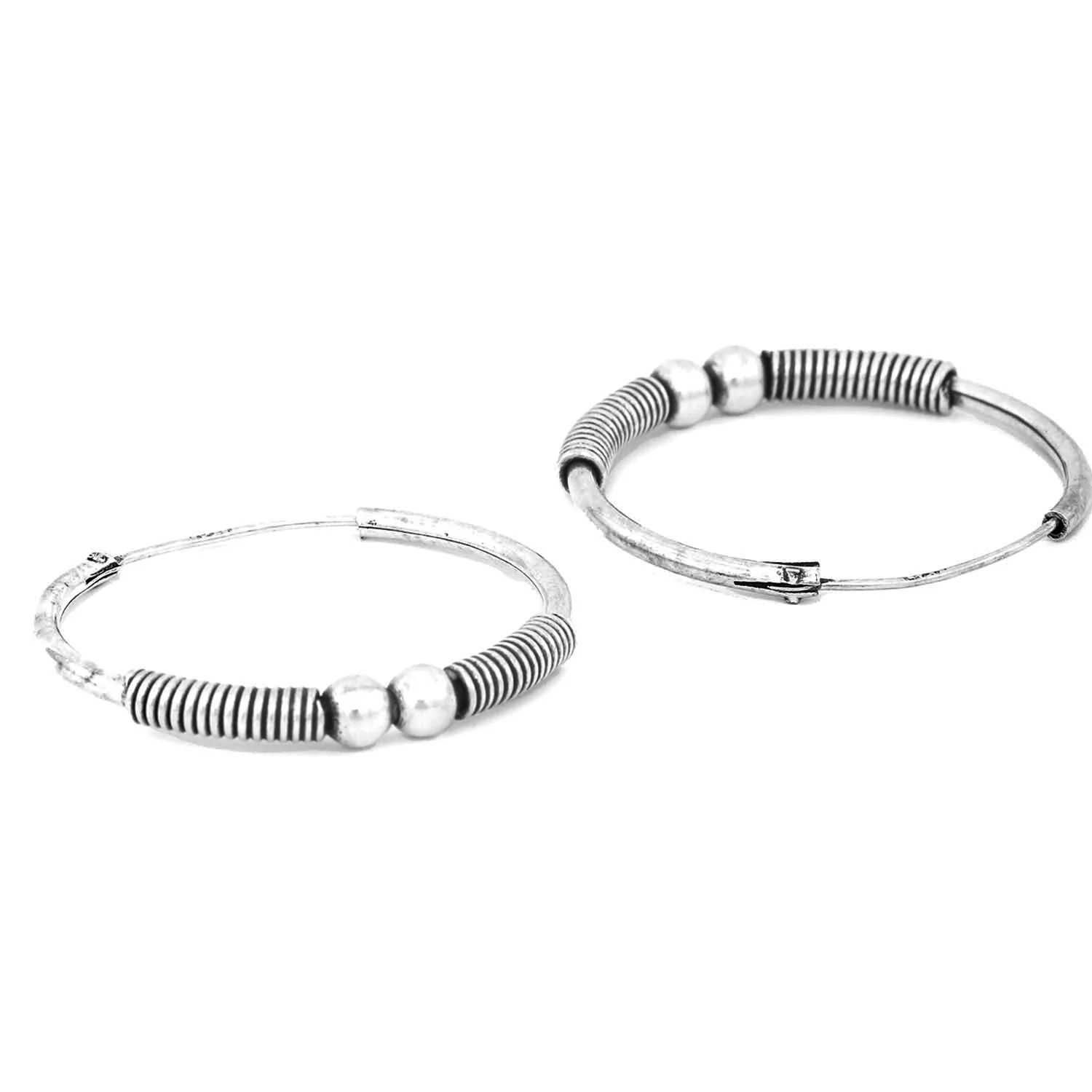 Tribal Princess Silver Hoop 925 Silver Earrings - Image 5