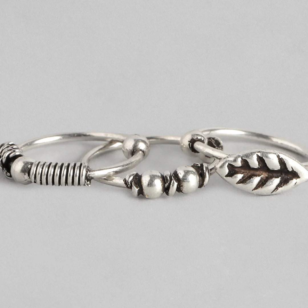 Oxidized 925 Silver Nose Ring Set - Image 3