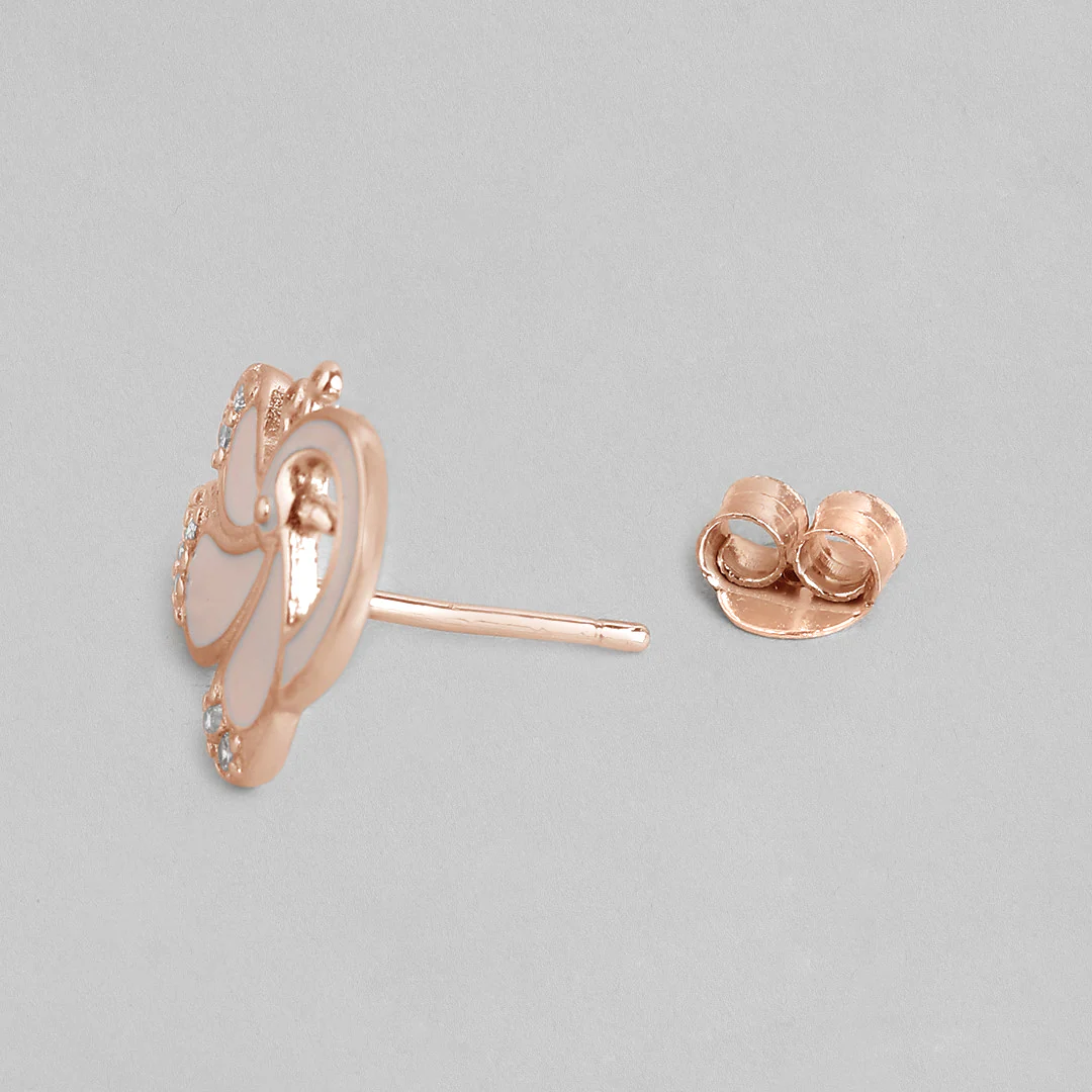 Precious Pink Peacock 925 Silver Stud Earrings - Image 6