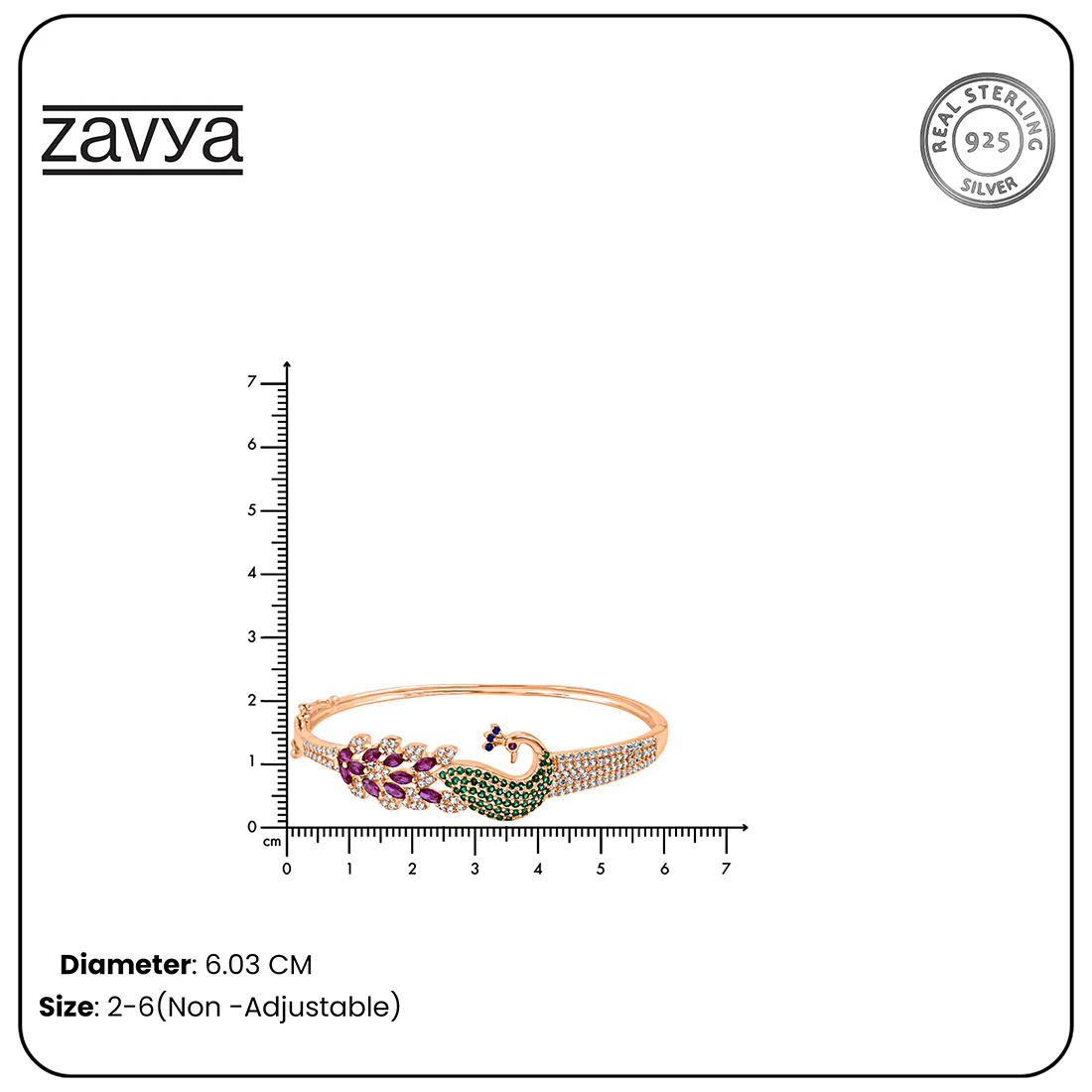 Zavya Eternal Bloom x Peacock Silver Bracelet In Rose Gold - Image 11