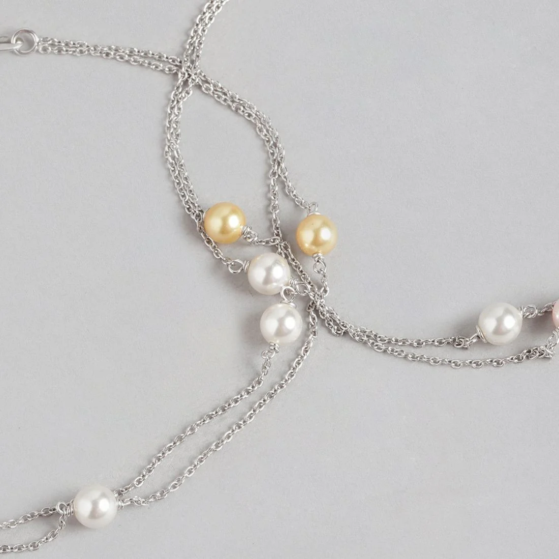 Pearl 925 Sterling Silver Chained Anklet in Rhodium Plating - Image 7
