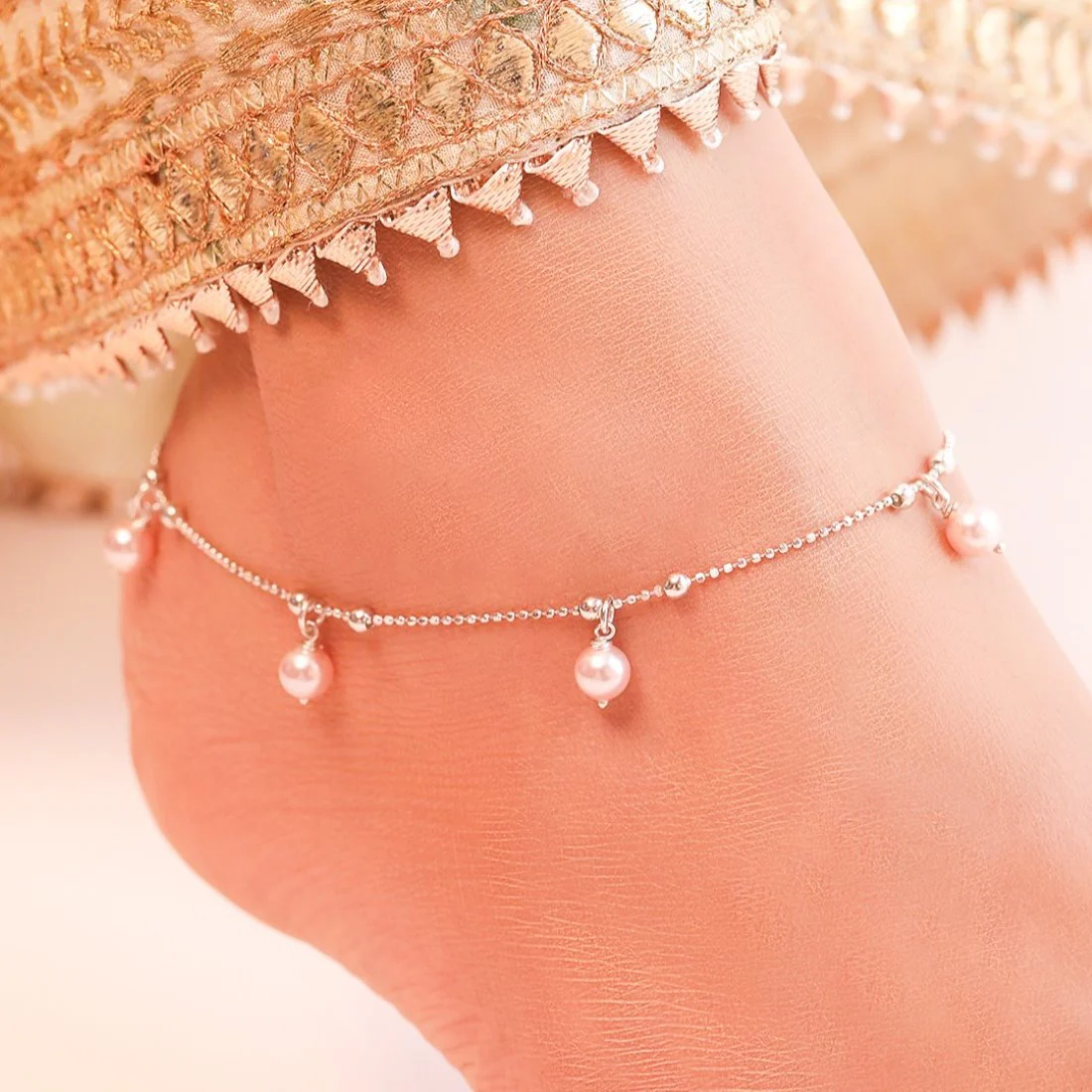 Pearl Drops 925 Sterling Silver Anklet - Image 2