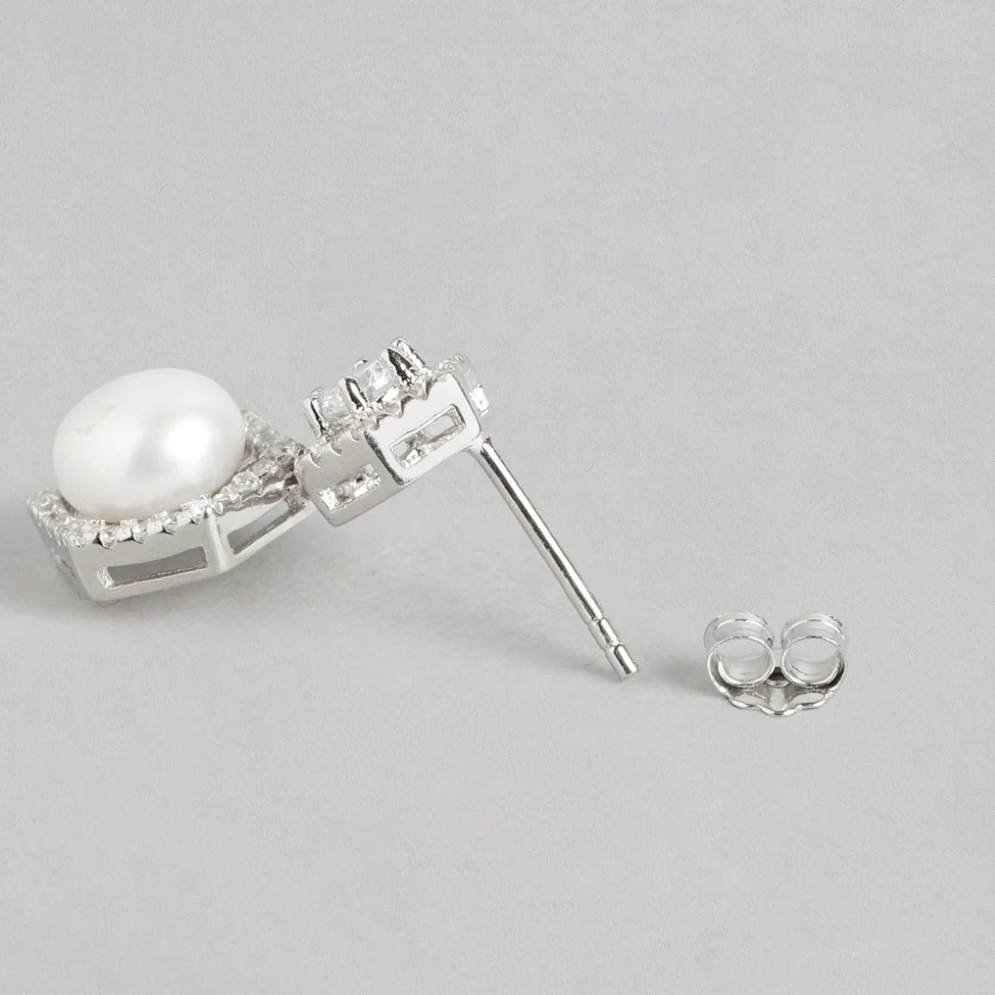 Pearl Elegance Radiance Rhodium-Plated 925 Sterling Silver Earrings - Image 6