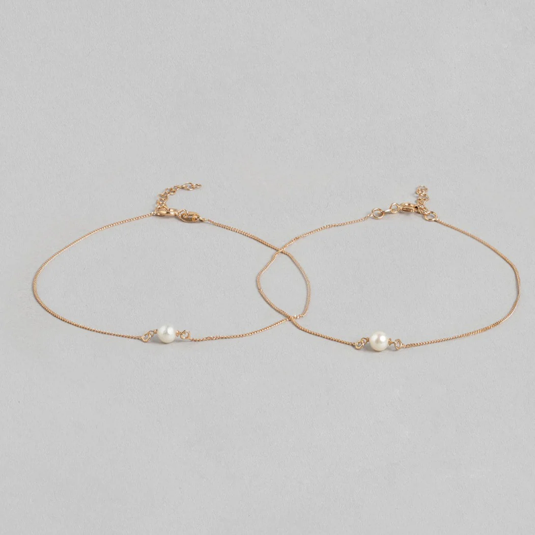 Pearl Rose-Gold plated 925 Sterling Silver Anklets - Image 6