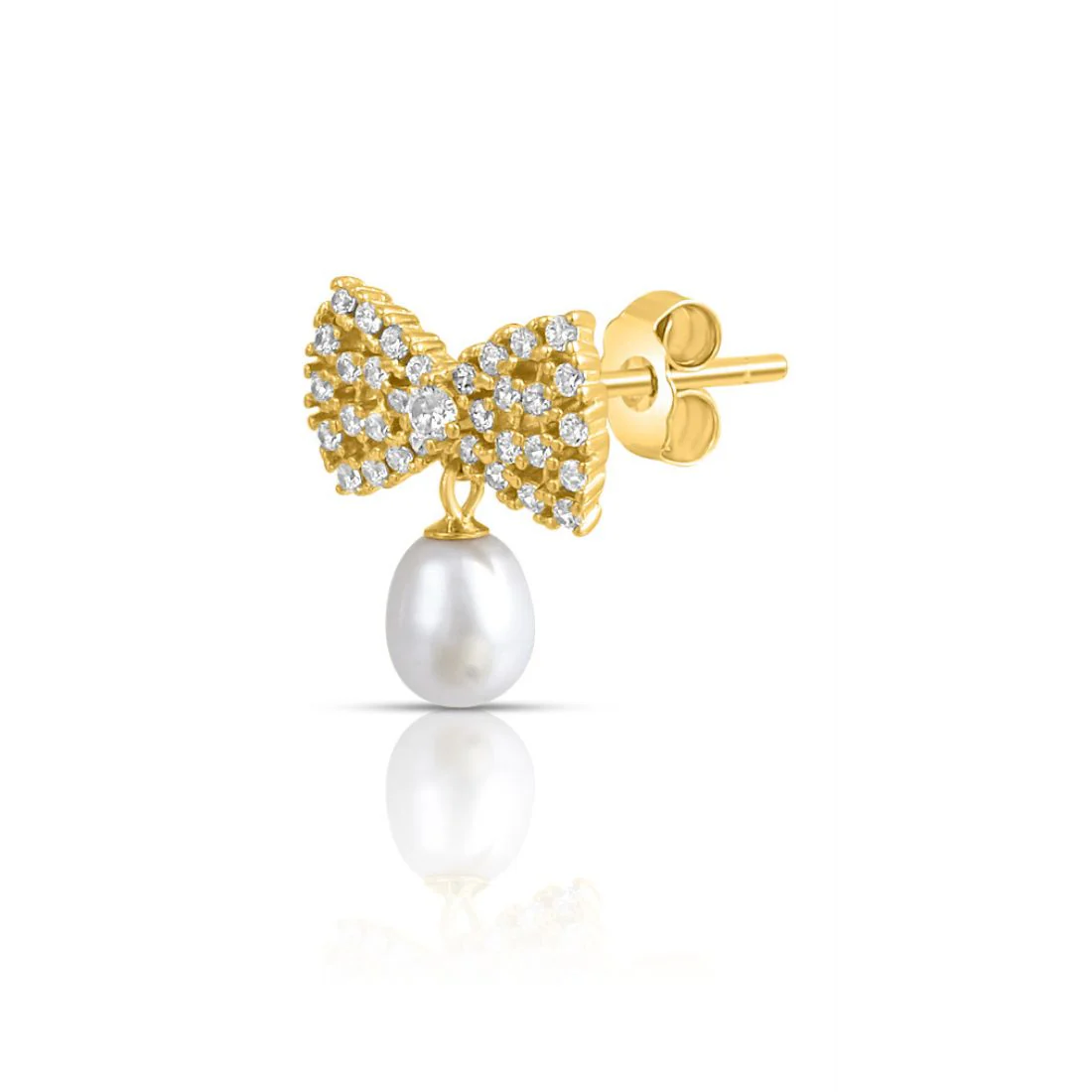 Pearl CZ Gold Plated 925 Sterling Silver Earrings - Image 6