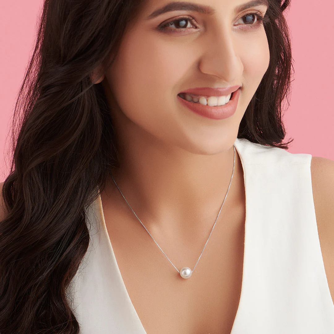 Pearl Eyed Senorita 925 Silver Rhodium Plated Necklace - Image 3