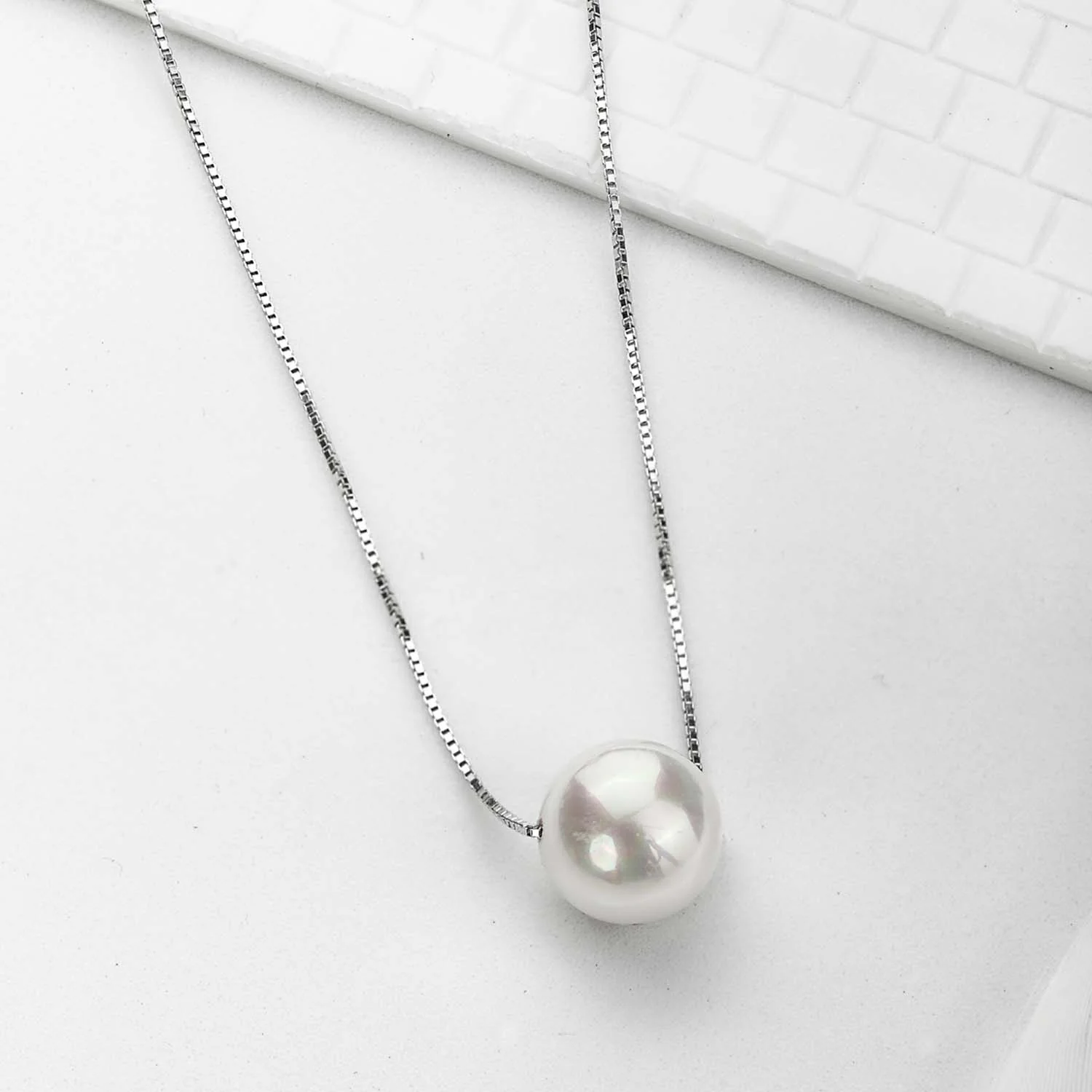 Pearl Eyed Senorita 925 Silver Rhodium Plated Necklace - Image 6