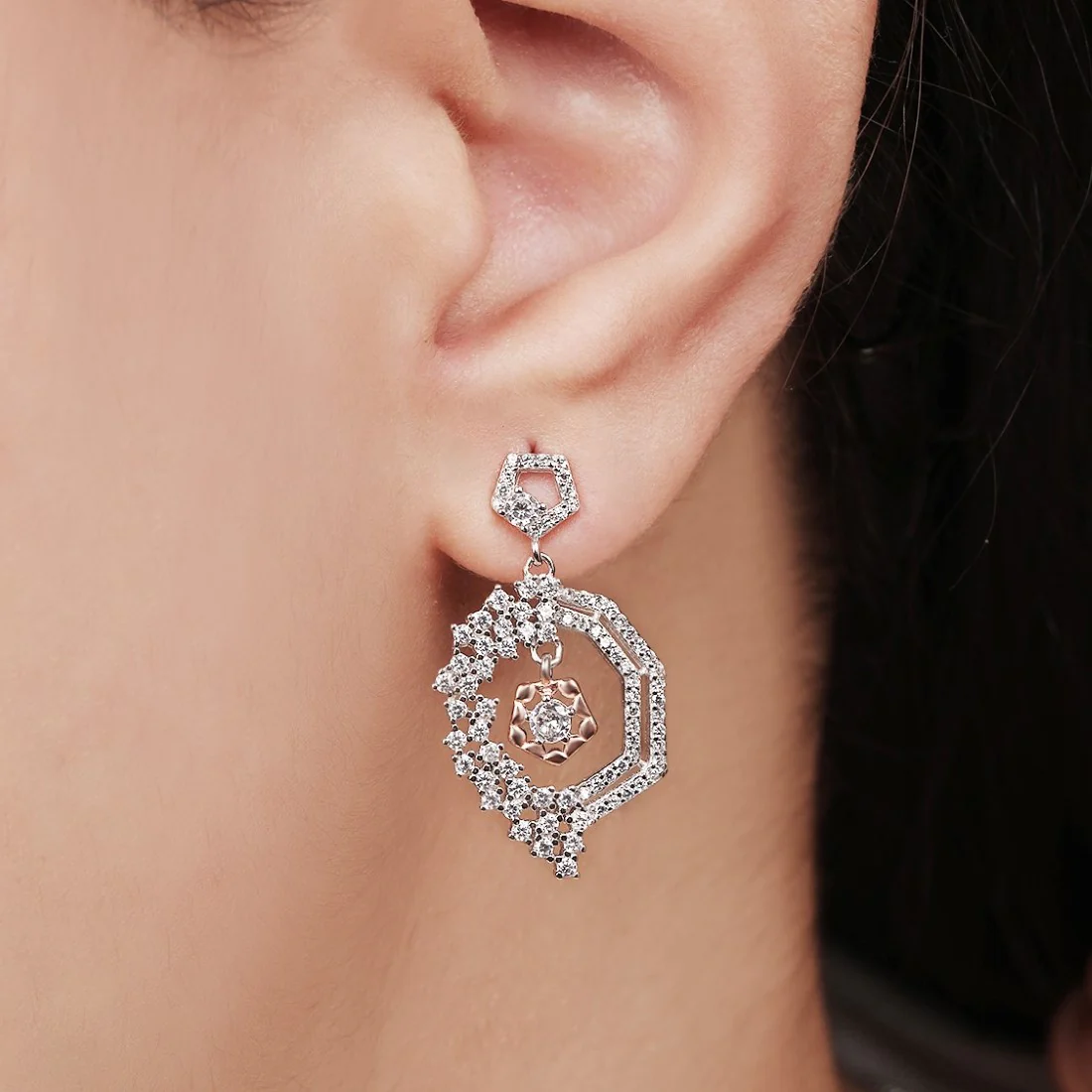 Cubic Zirconia Allure Rhodium-Plated 925 Sterling Silver Earrings - Image 2