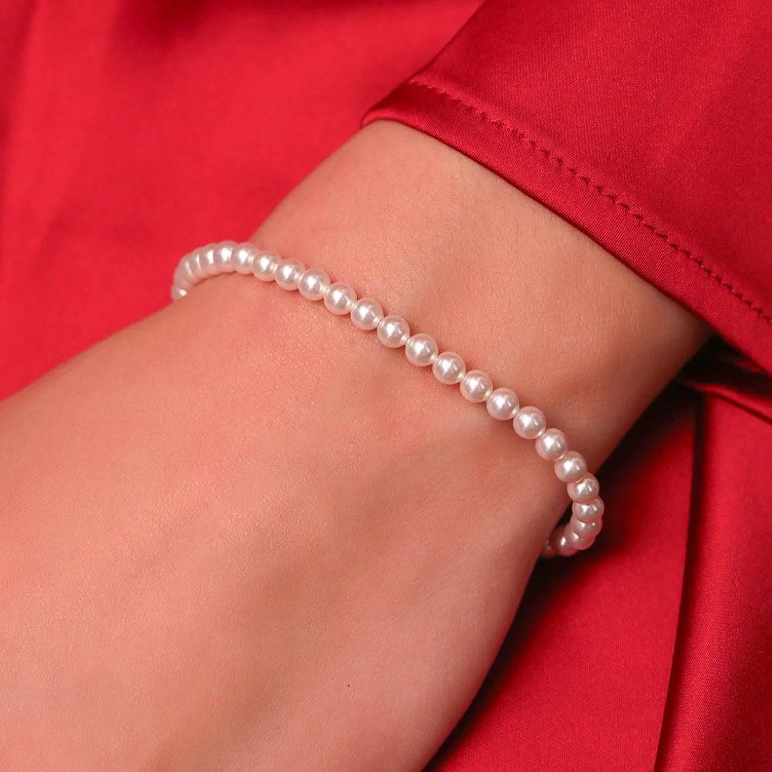 Pearlescent Opulence Rhodium-Plated 925 Sterling Silver Bracelet - Image 2