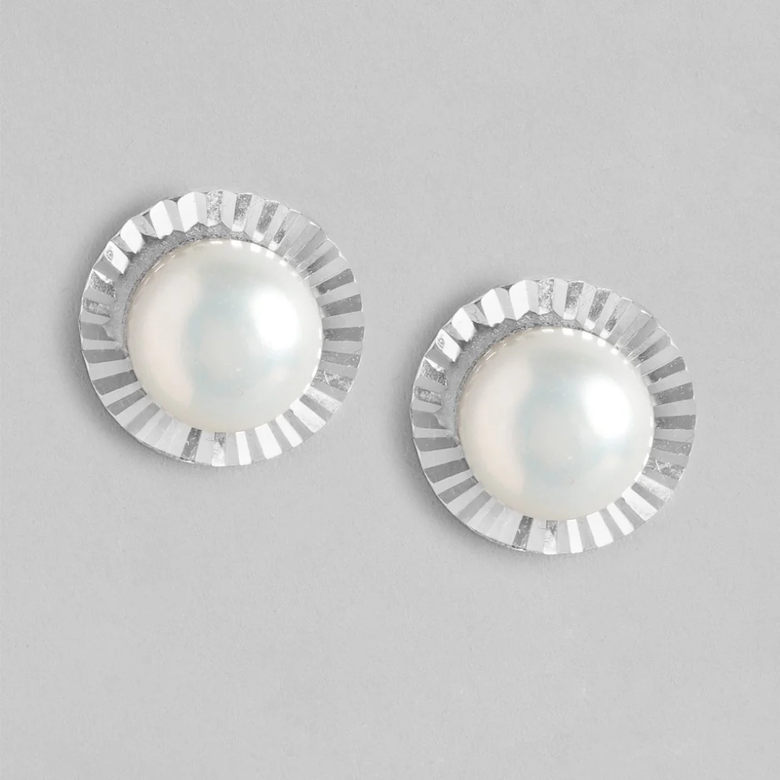 Pearlescent Radiance Rhodium-Plated 925 Sterling Silver Earrings - Image 2